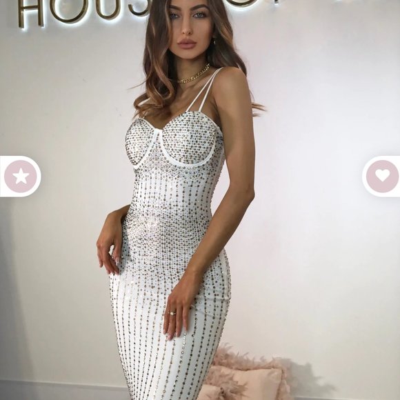 House of Maguie Janine Off White Limited Edition Birthday Cake Rhinestones Dress - Picture 3 of 5